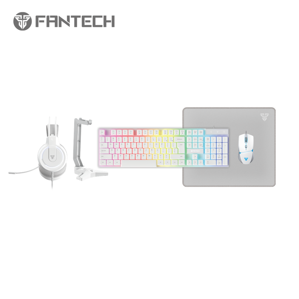  Fantech P51 Blanco Combo Gaming – Teclado, Mouse, Headset, Stand y Mouse Pad