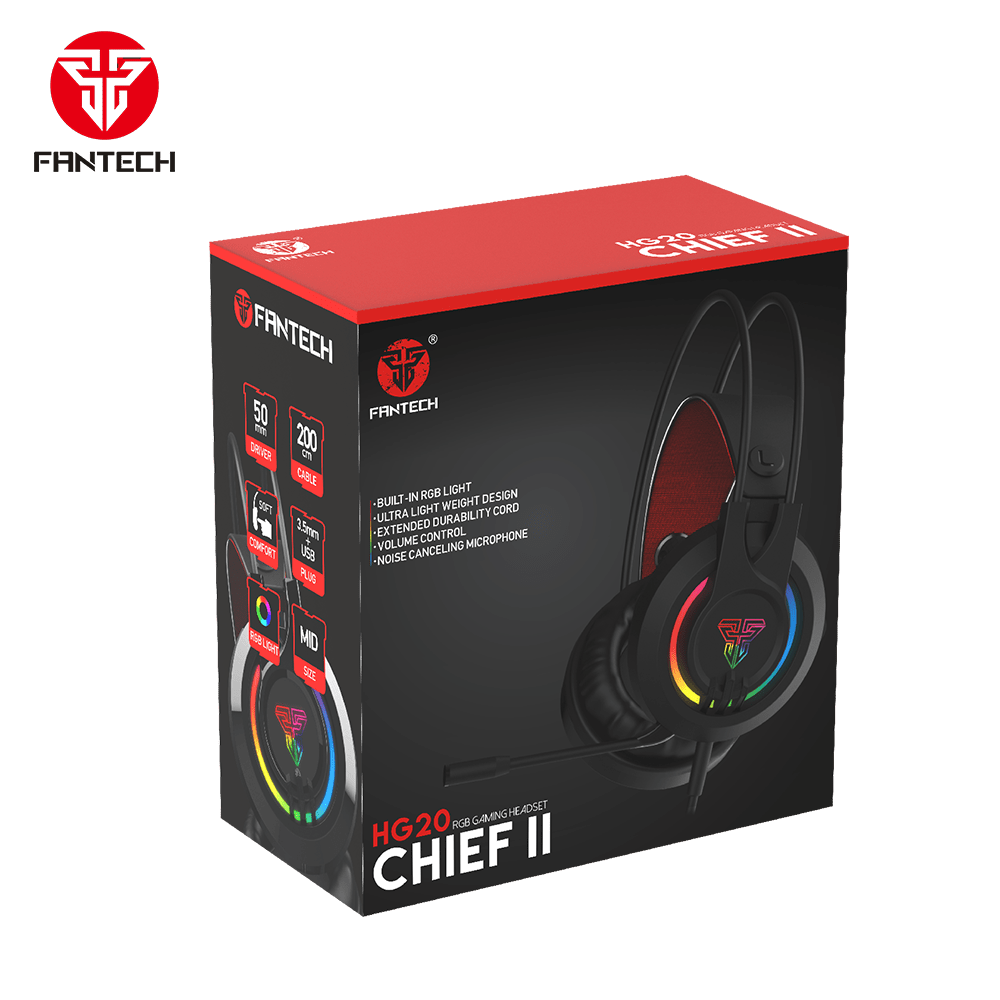  Headset Fantech HG20 Chief II Negro RGB – Audífonos Gamer con Micrófono