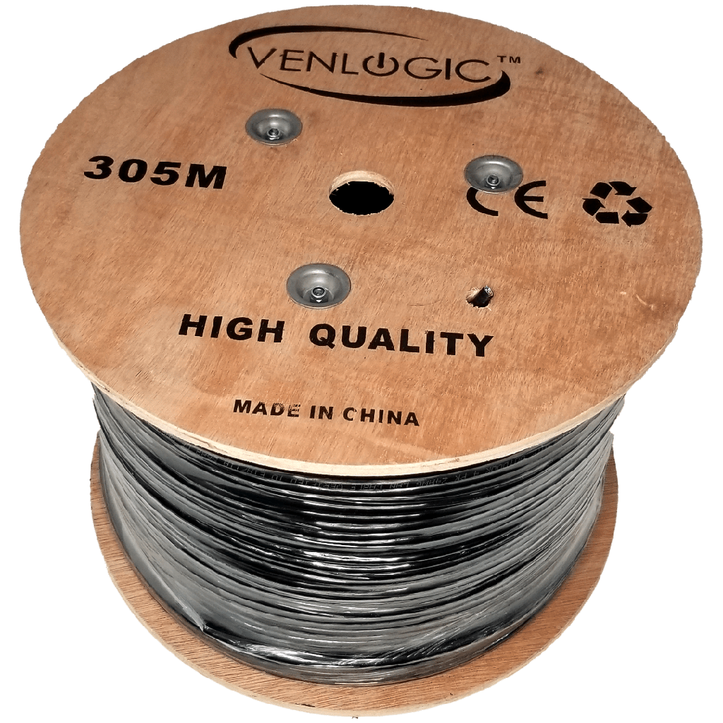 Rollo de Cable de Red VENLOGIC CAT5 Exterior 1000 pies CCA Negro