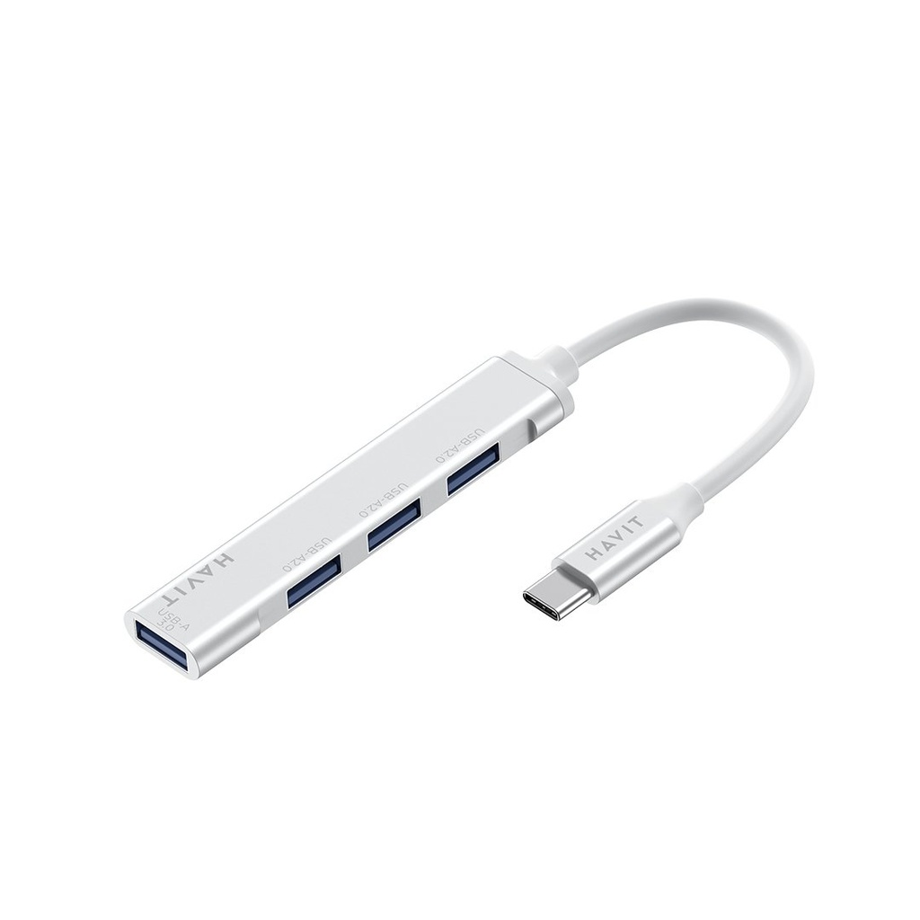 HUB HAVIT (Mod.HB41) TIPO C a 4 PUERTOS USB (1x3.0, 3x2.0), Cable 11cm, material de aluminio
