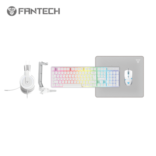  Fantech P51 Blanco Combo Gaming – Teclado, Mouse, Headset, Stand y Mouse Pad