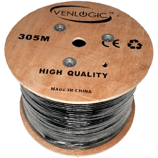 Rollo de Cable de Red VENLOGIC CAT5 Exterior 1000 pies CCA Negro